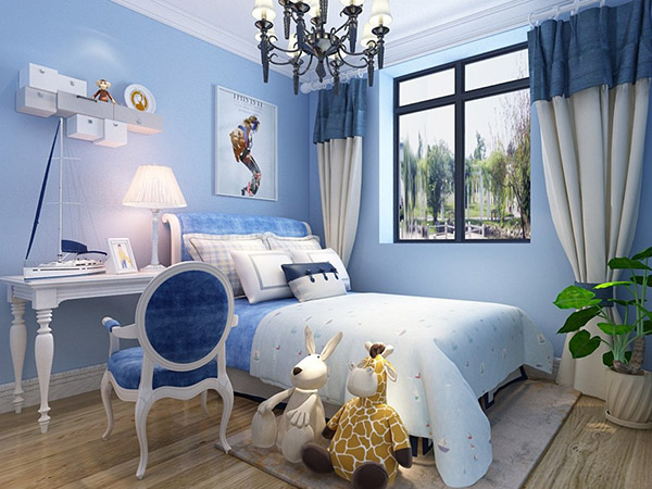 卧室刷浅蓝色漆效果图图片